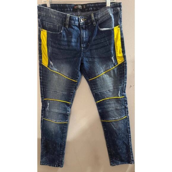Southpole Jeans Mens 32x32 Blue Denim 5 Pockets Design High Waisted Skinny Leg - Picture 1 of 11